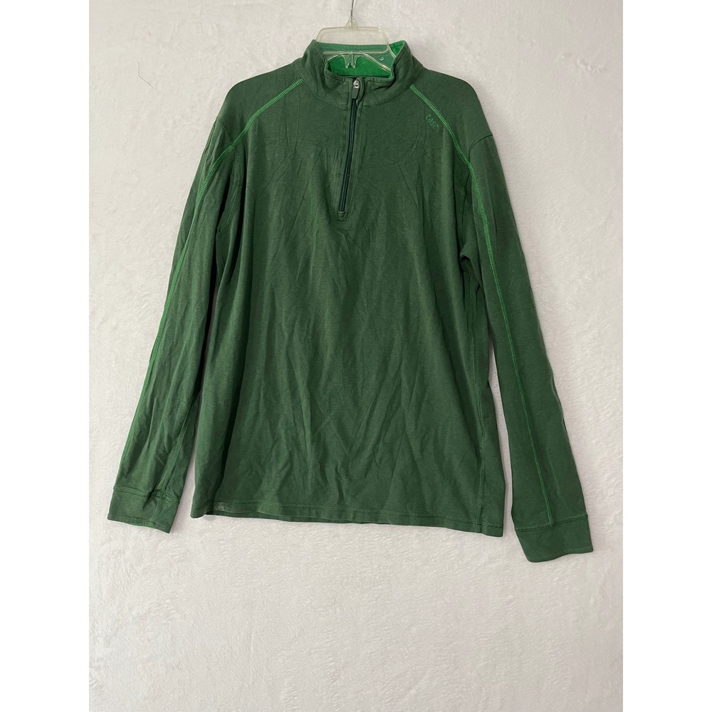 Tasc Performance Mens Green Bamboo Organic Cotton Quarter Zip Pullover Medium